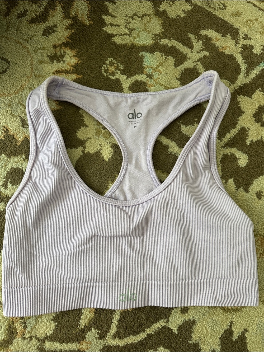 ALO Yoga Ribbed Racerback Sports Bra in Light Lavender